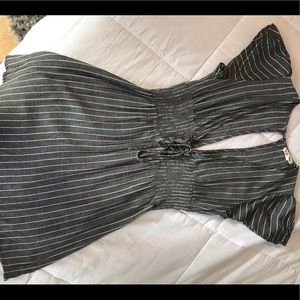 Gray and white striped mini dress